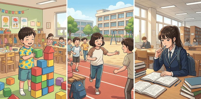 공부하는 아이들 일러스트